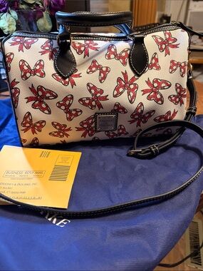 Dooney & Bourke Cream & Red Butterfly Print Leather Satchel Like New! DISNEYLAND